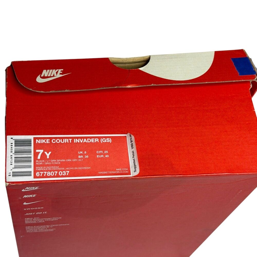 Nike Court Invader High Top Sneakers Basketball Shoes Boys Gray Green 7 Y - Picture 13 of 14
